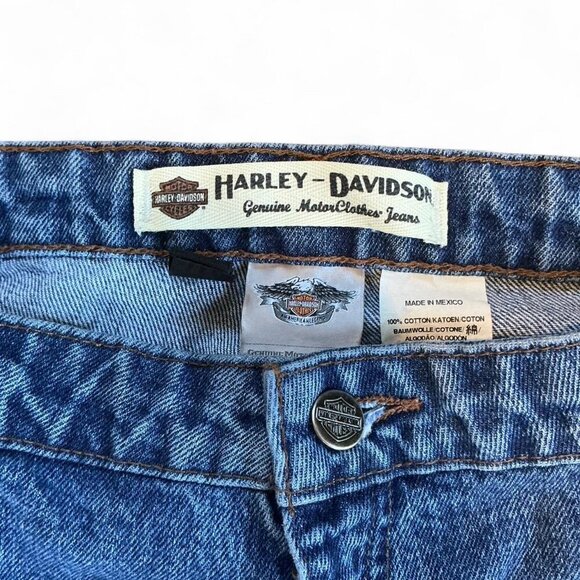 Harley Davidson Blue Denim Straight Wide Leg Jeans size 14 100% Cotton - Picture 3 of 4